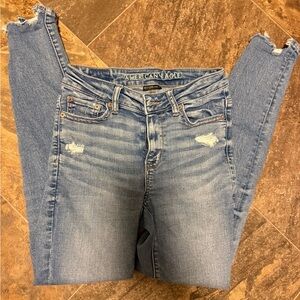 American Eagle Outfitters Women's Distressed Light Blue Skinny Jeans